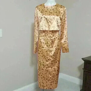 ZARA Flower Print Skirt and Cropped Top Set